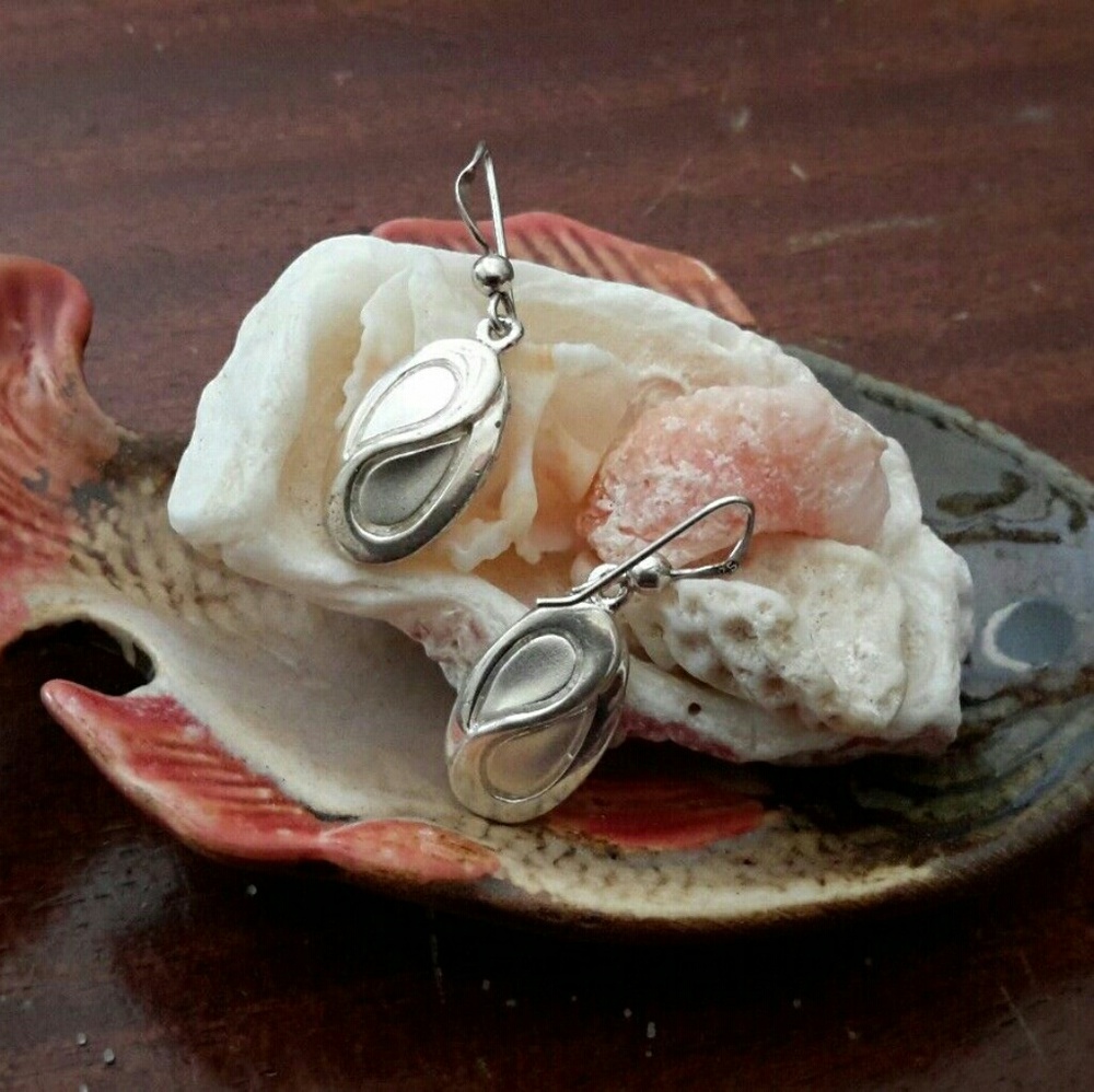 Signed Sterling Silver Drop Earrings